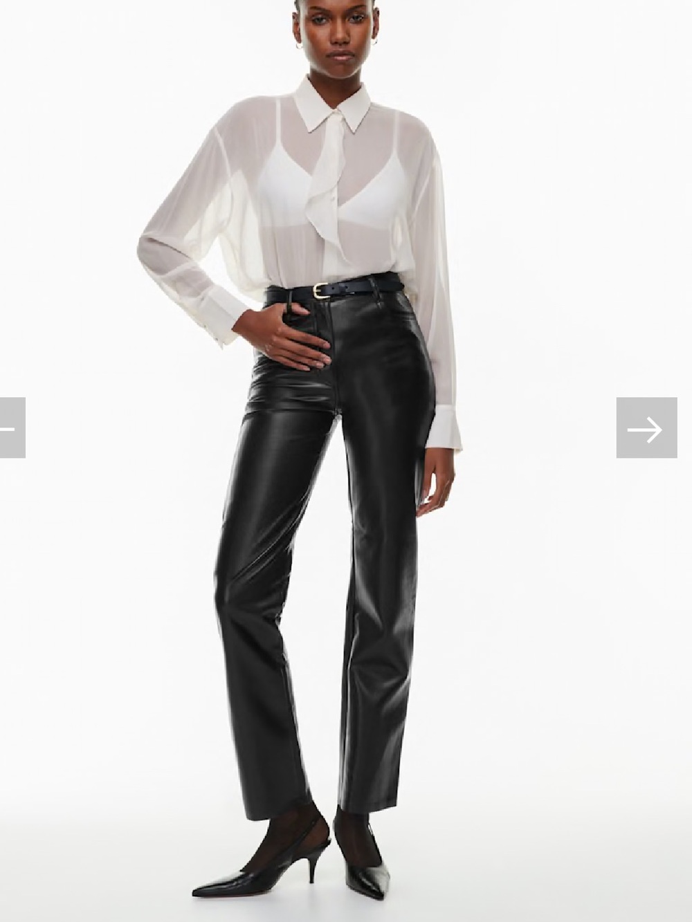 Wilfred Black Faux Leather Straight-Leg Pants